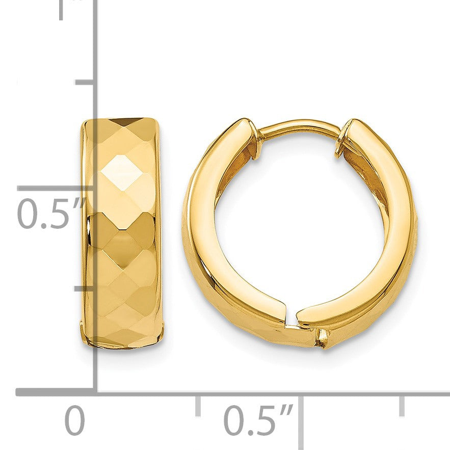 14k Textured Hinged Hoop Earrings
