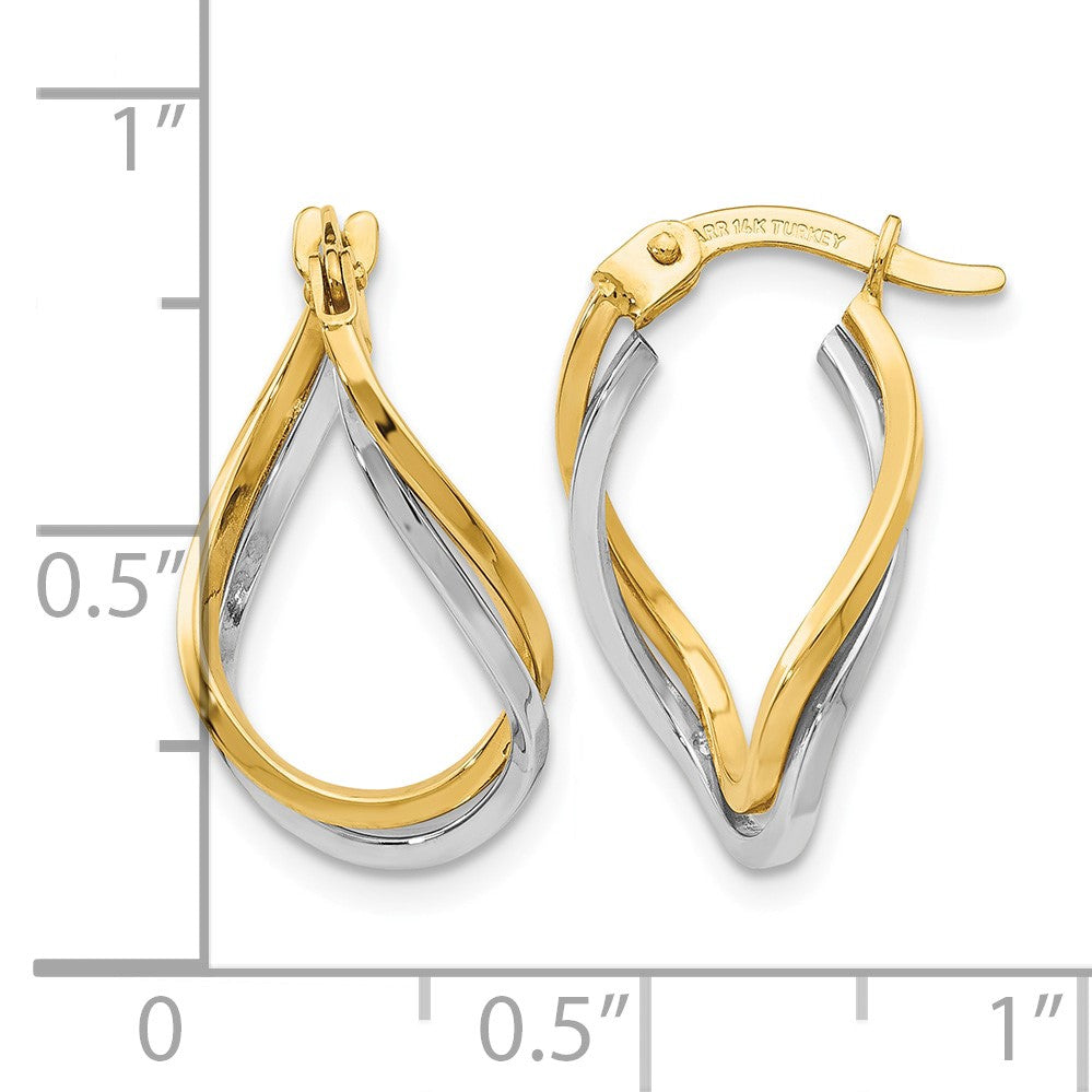 14k Two-tone Twisted Hoop Earrings