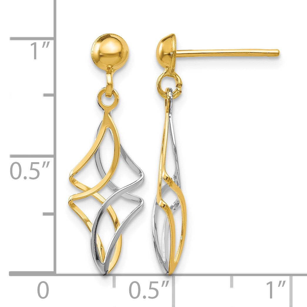 14k Two-tone Fancy Dangle Post Earrings