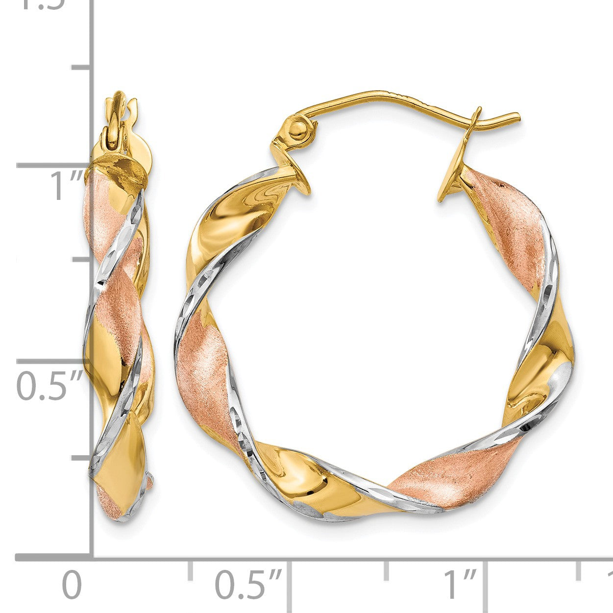 14k & Rhodium Twisted Hoop Earrings