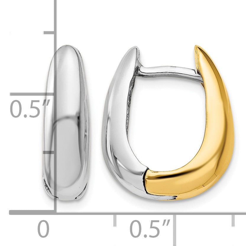 14k Two-tone U Shaped Hinged Hoop Earrings