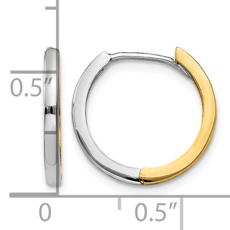 14k Two-tone Round Hinged Hoop Earrings