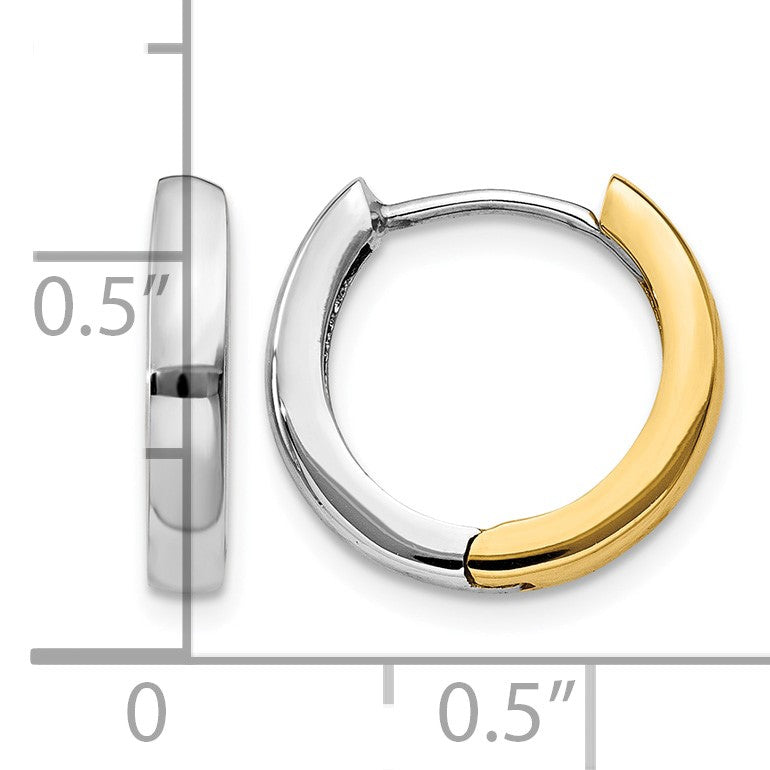 14k Two-tone Round Hinged Hoop Earrings