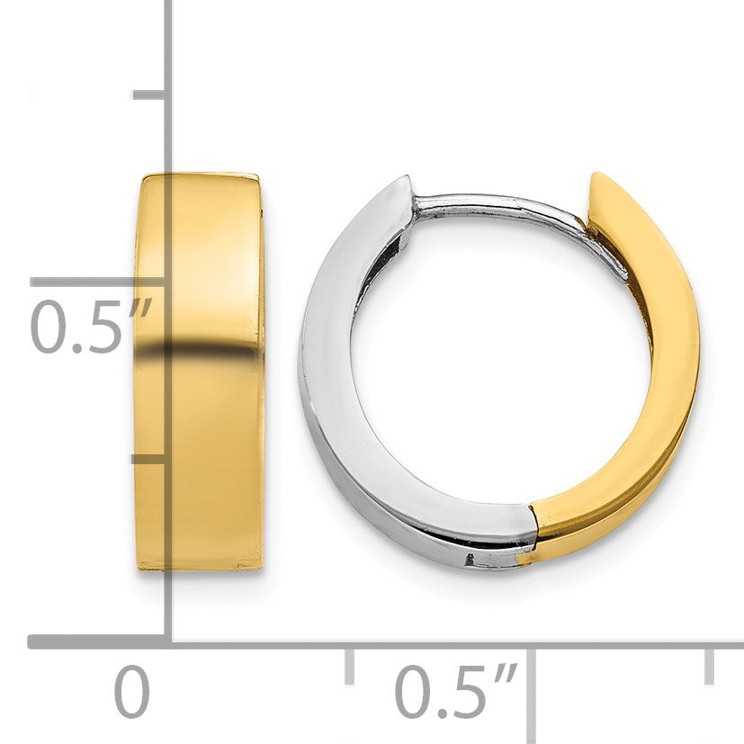 14k Two-tone Round Hinged Hoop Earrings