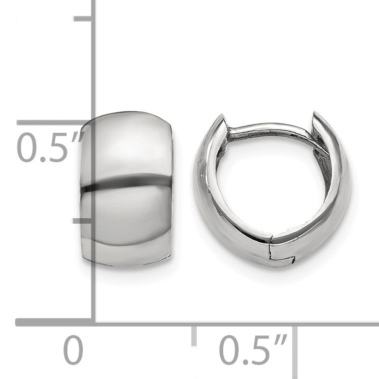 14k White Gold Round Hinged Hoop Earrings