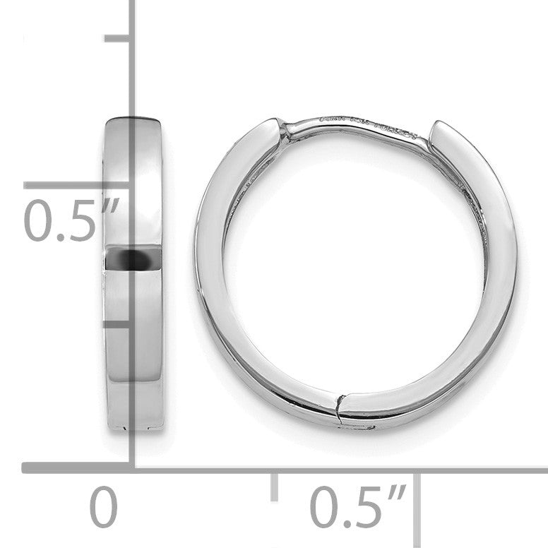 14k White Gold Round Hinged Hoop Earrings