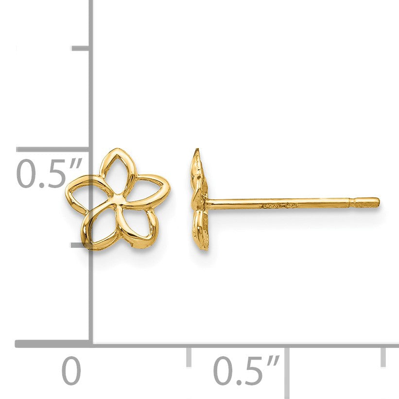 14k Cut-out Plumeria Post Earrings