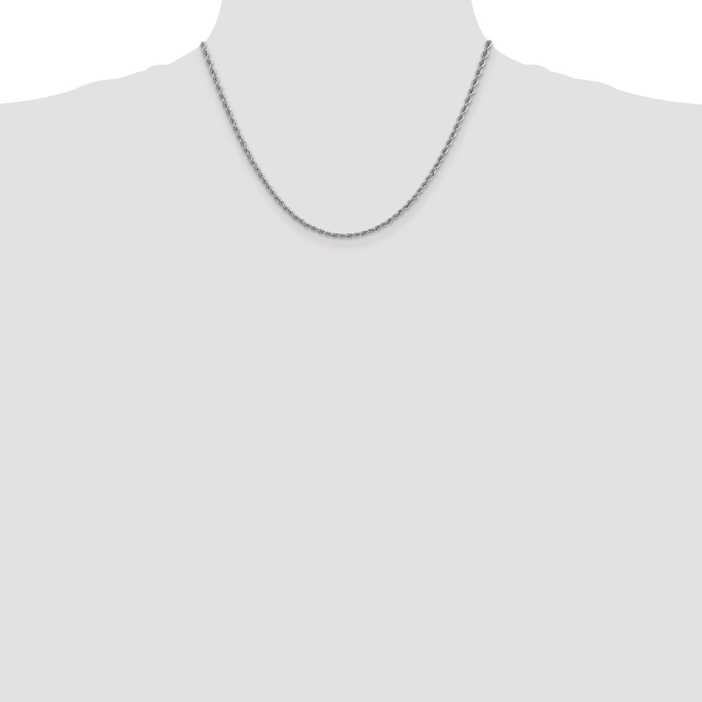 14K White Gold 18 inch 2.5mm Regular Rope with Lobster Clasp Chain