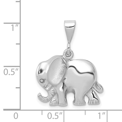 14k White Gold Polished Elephant Charm