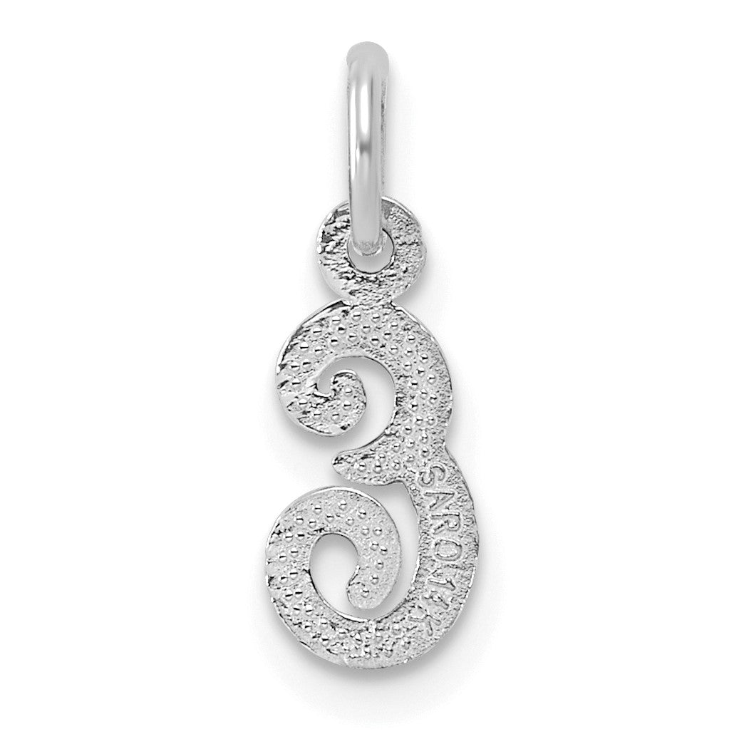 14KW White Gold Casted Script Letter E Initial Charm