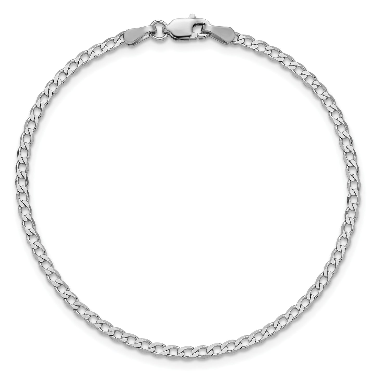 14k White Gold 2.2mm Flat Beveled Curb Chain