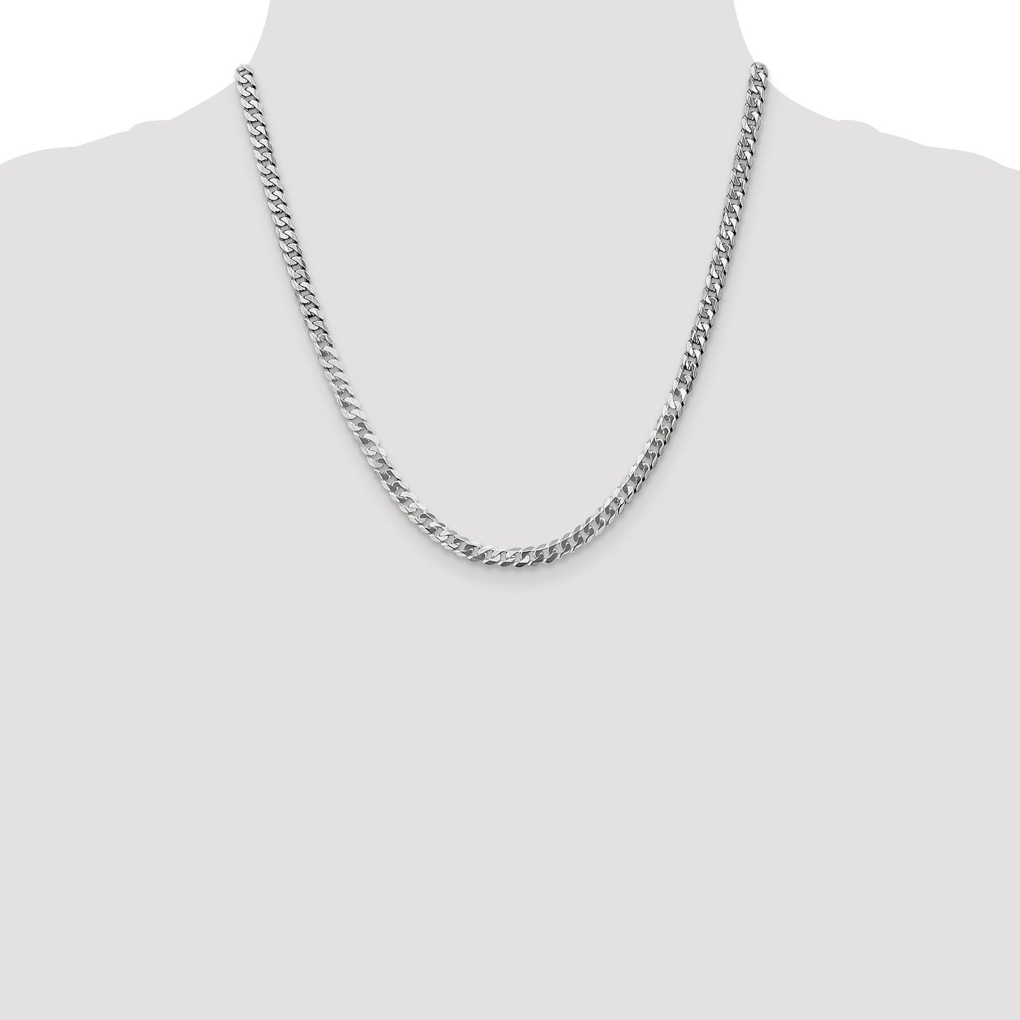 14K White Gold 20 inch 4.75mm Flat Beveled Curb with Lobster Clasp Chain
