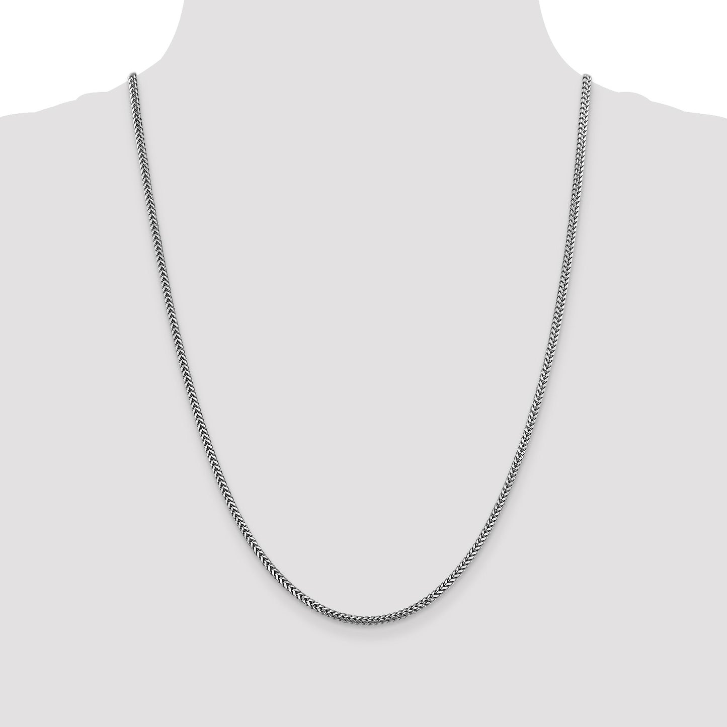 14K White Gold 24 inch 2.3mm Franco with Lobster Clasp Chain