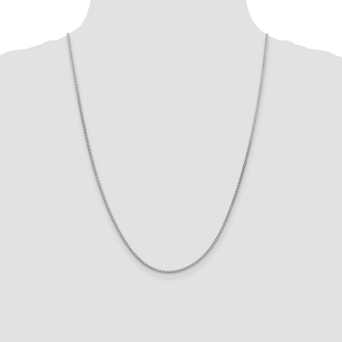 14K White Gold 24 inch 1.9mm Flat Wheat with Lobster Clasp Chain