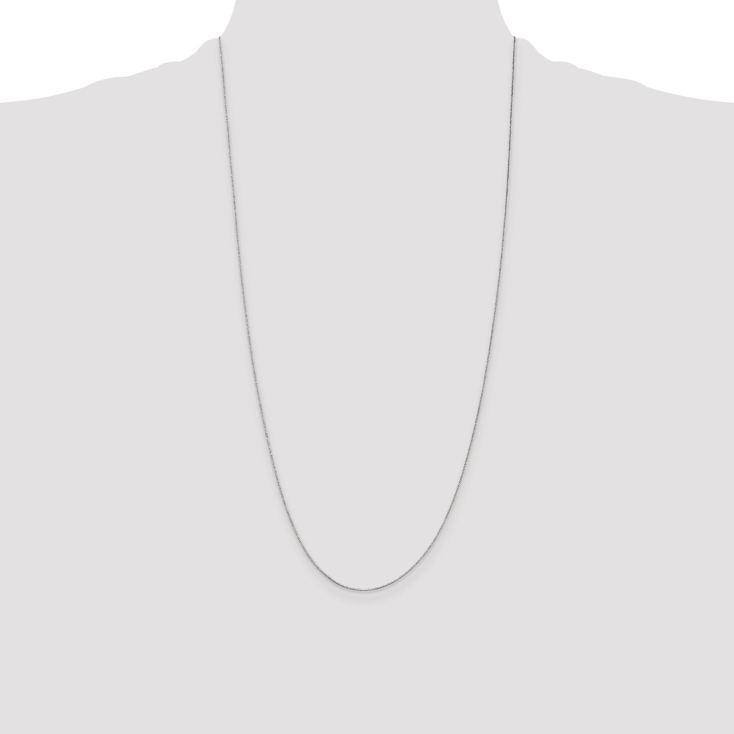 14K White Gold 28 inch .5mm Box with Spring Ring Clasp Chain