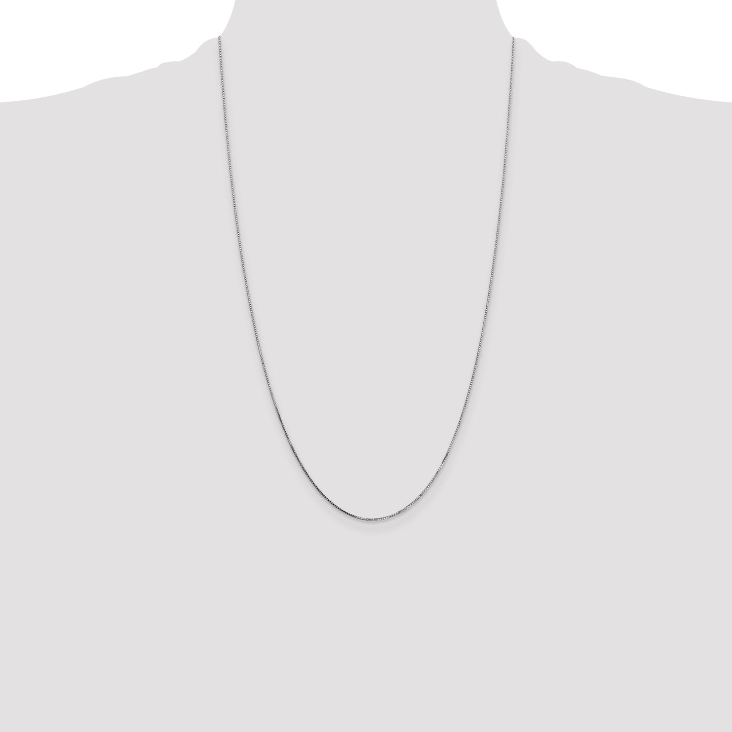 14K White Gold 26 inch .7mm Box with Spring Ring Clasp Chain