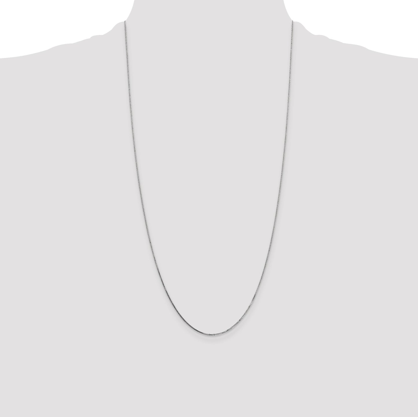 14K White Gold 28 inch .7mm Box with Spring Ring Clasp Chain