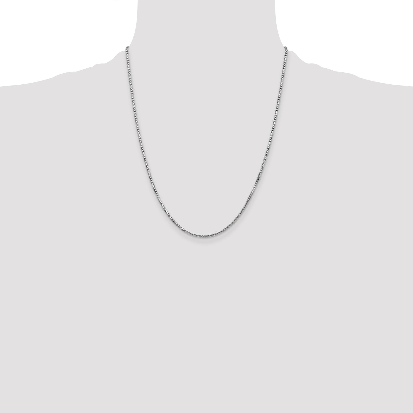 14K White Gold 22 inch 1.5mm Box with Lobster Clasp Chain