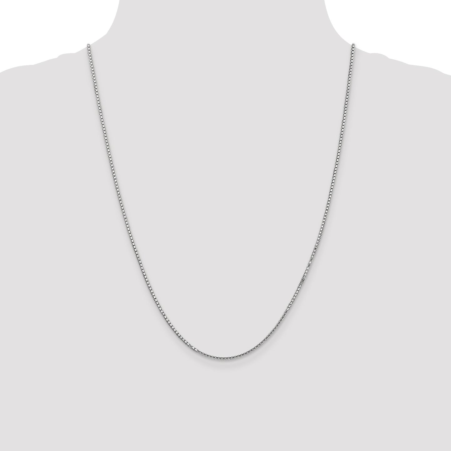 14K White Gold 24 inch 1.5mm Box with Lobster Clasp Chain
