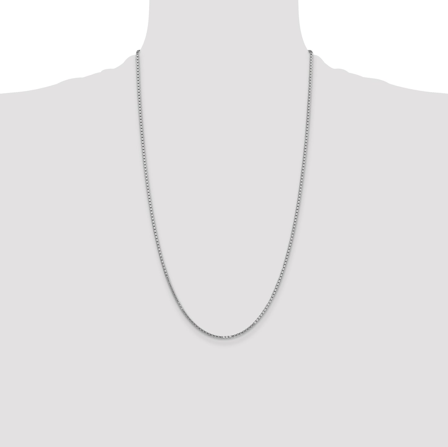 14K White Gold 26 inch 1.9mm Box with Lobster Clasp Chain