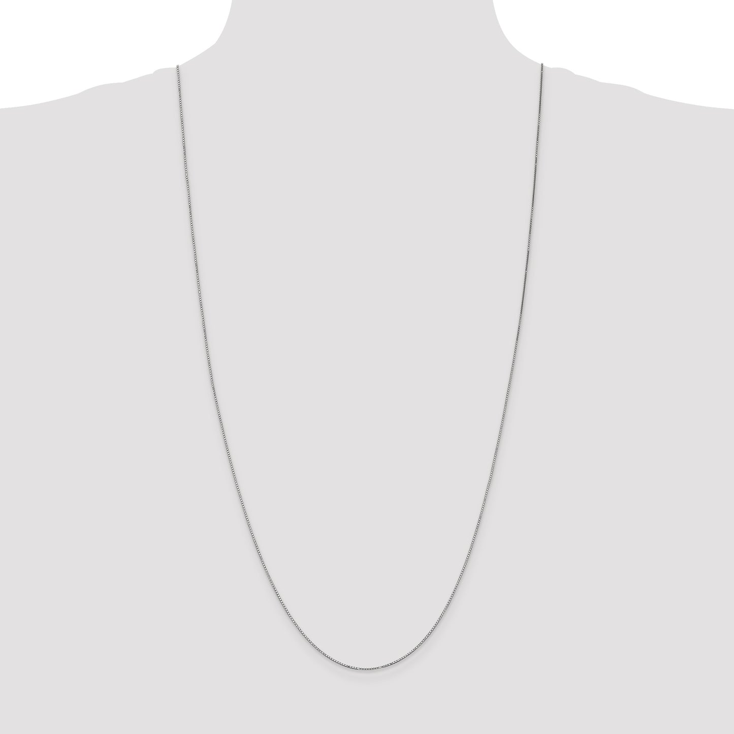 14K White Gold 30 inch .9mm Box with Spring Ring Clasp Chain