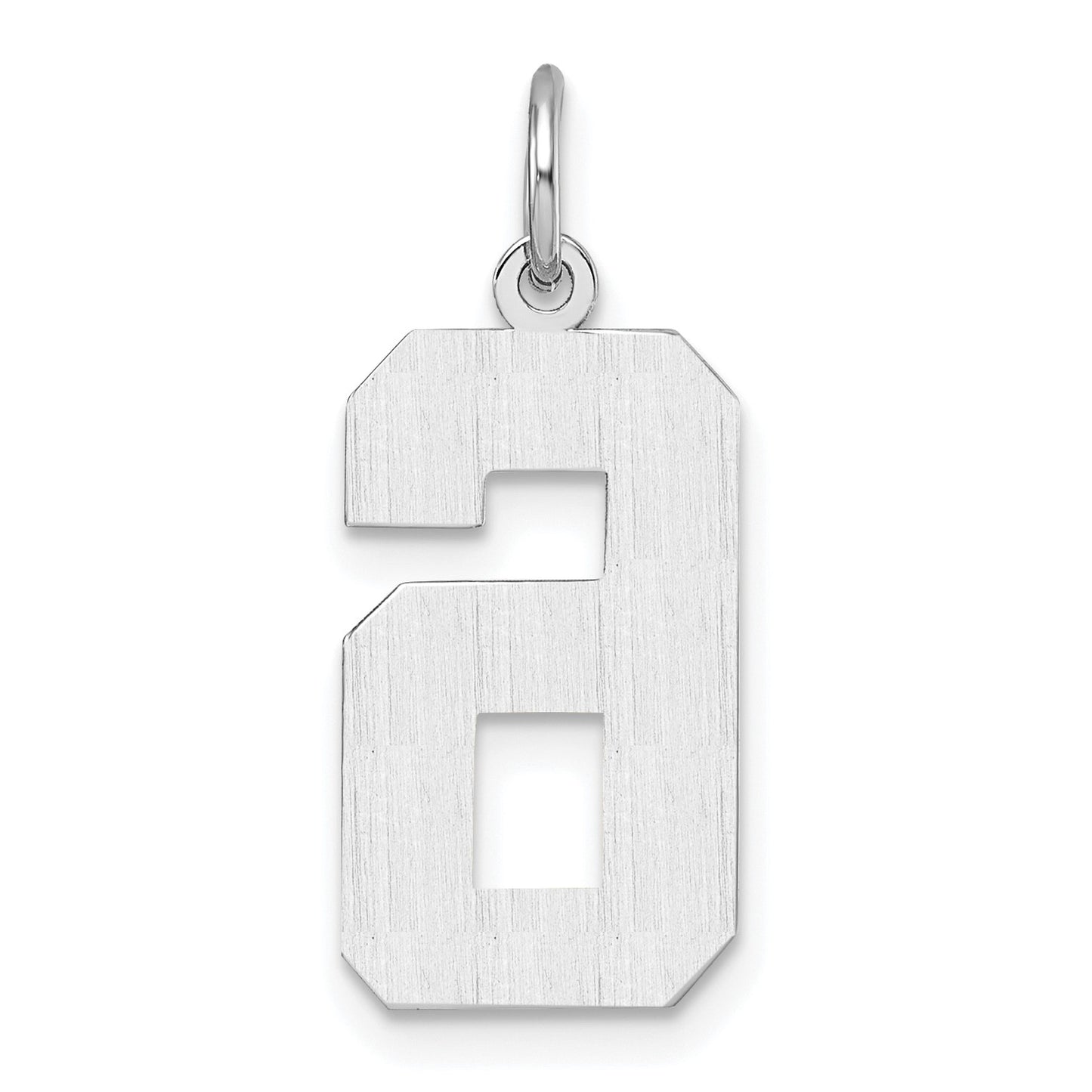 14kw Large Brushed Diamond-cut Number 6 Charm