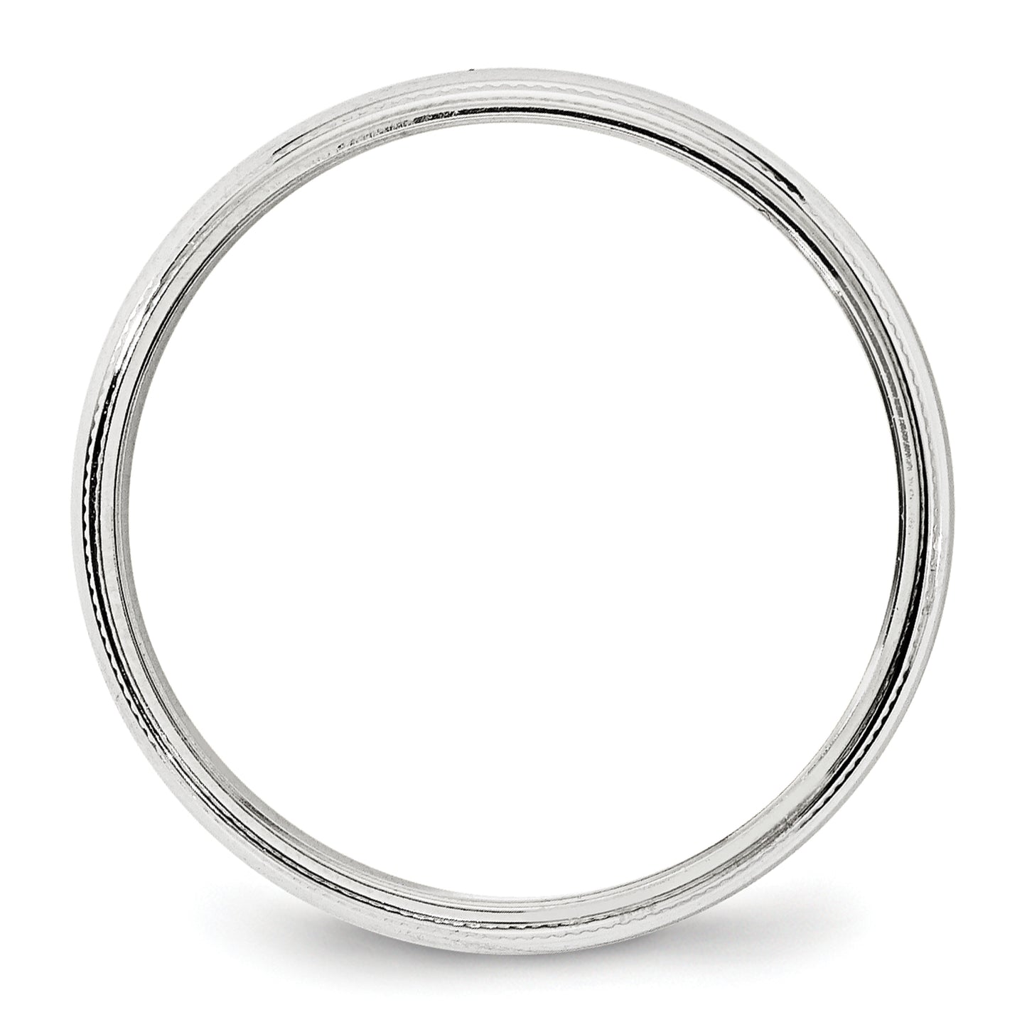 14k White Gold 4mm Milgrain Half Round Wedding Band Size 9