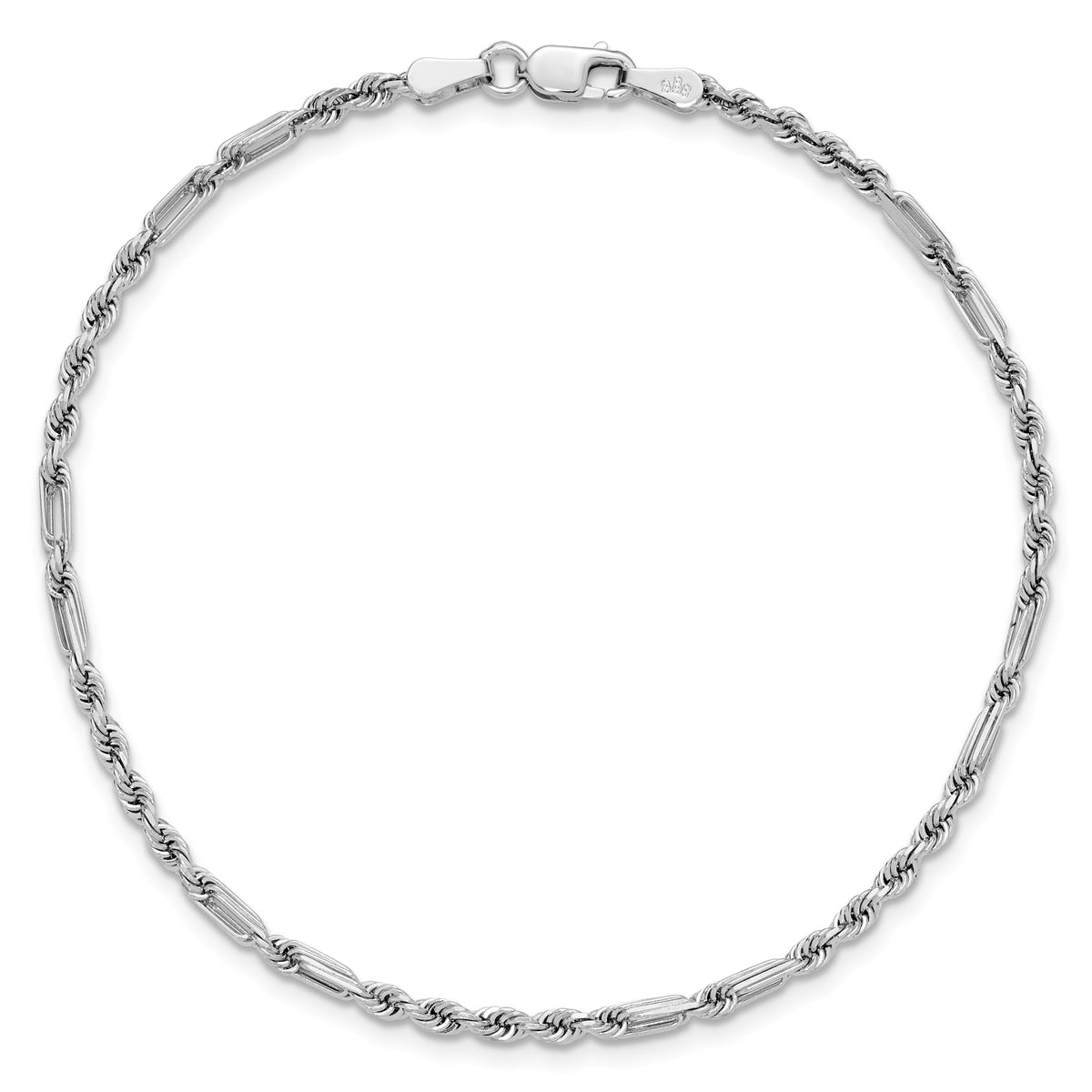 14k White Gold 2.5mm D/C Milano Rope Chain