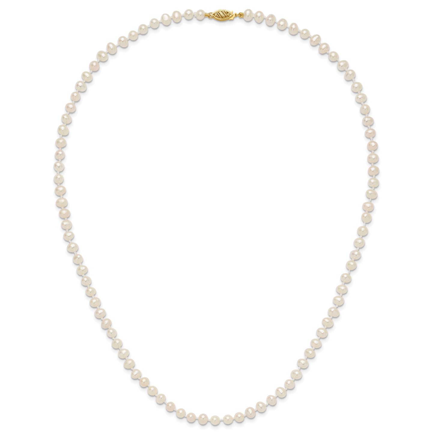 14k 4-5mm White Near-Round Freshwater Cultured Pearl 20 inch Necklace