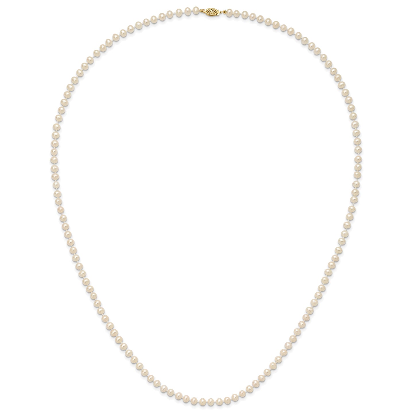14k 4-5mm White Near-Round Freshwater Cultured Pearl 28 inch Necklace