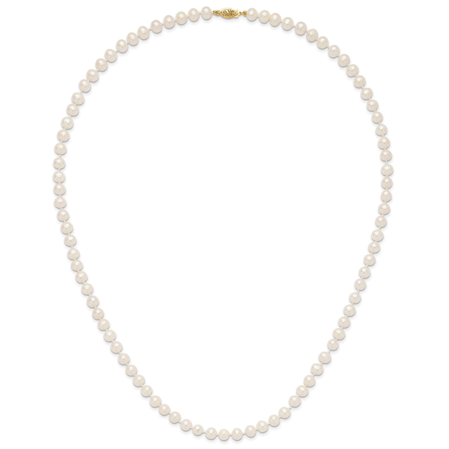 14k 6-7mm White Near-Round Freshwater Cultured Pearl 24 inch Necklace