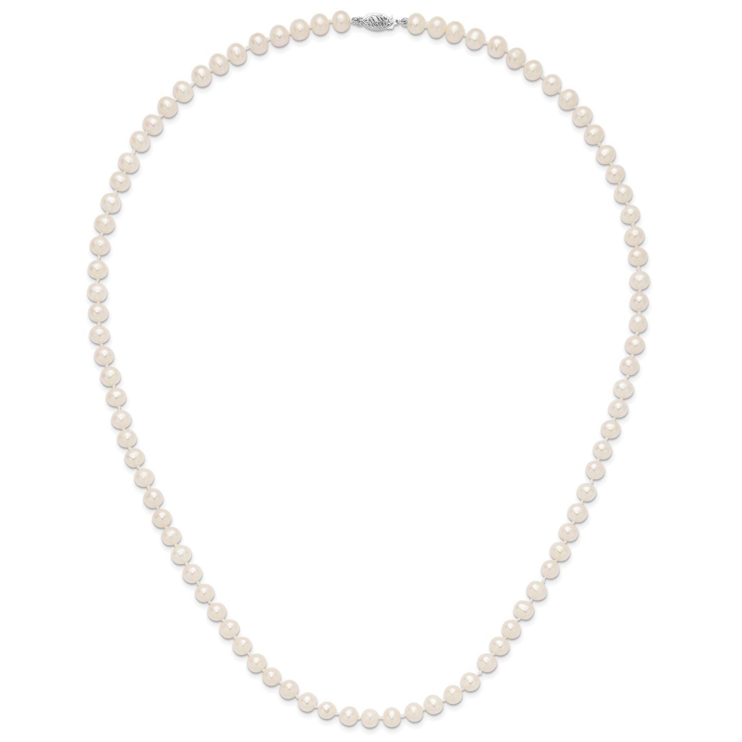 14k White Gold 6-7mm White Near Round Freshwater Cultured Pearl 24 inch Necklace