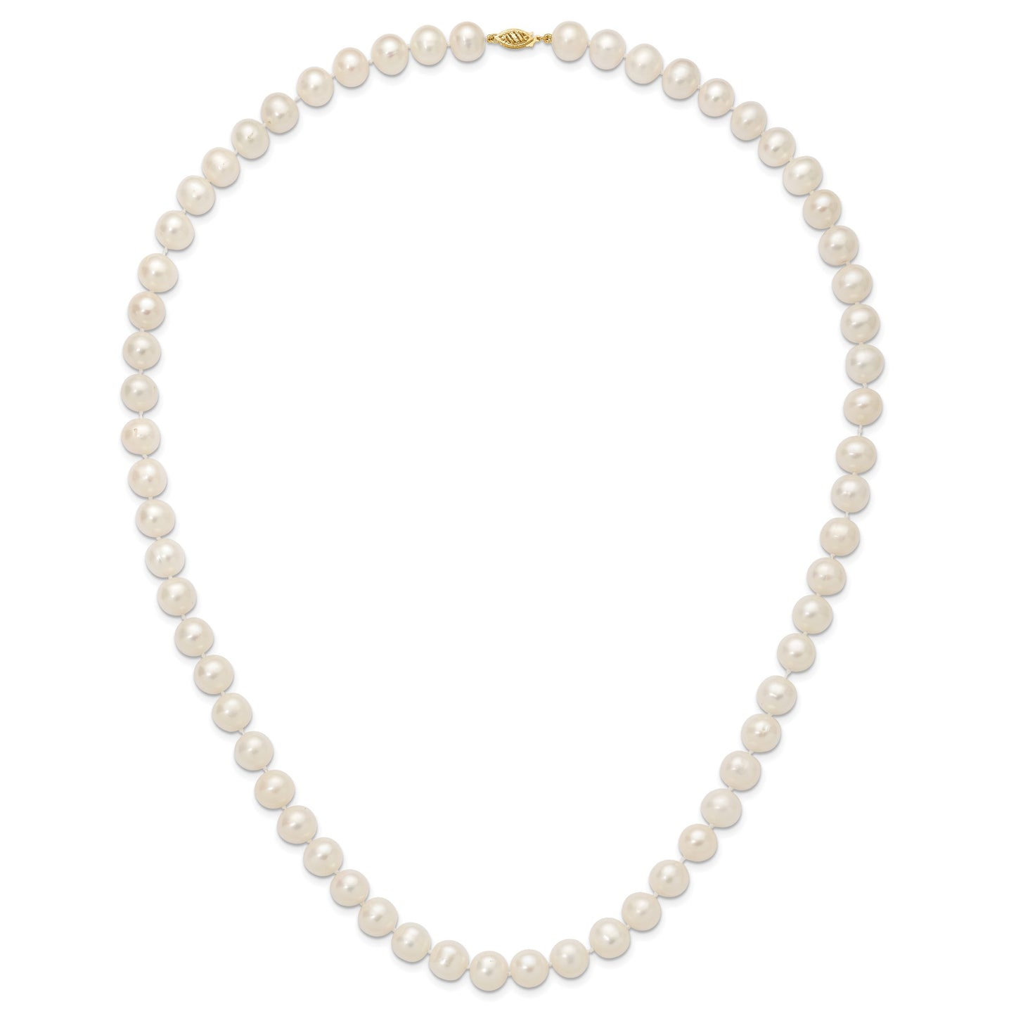 14k 11-12mm White Near-Round Freshwater Cultured Pearl 28 inch Necklace