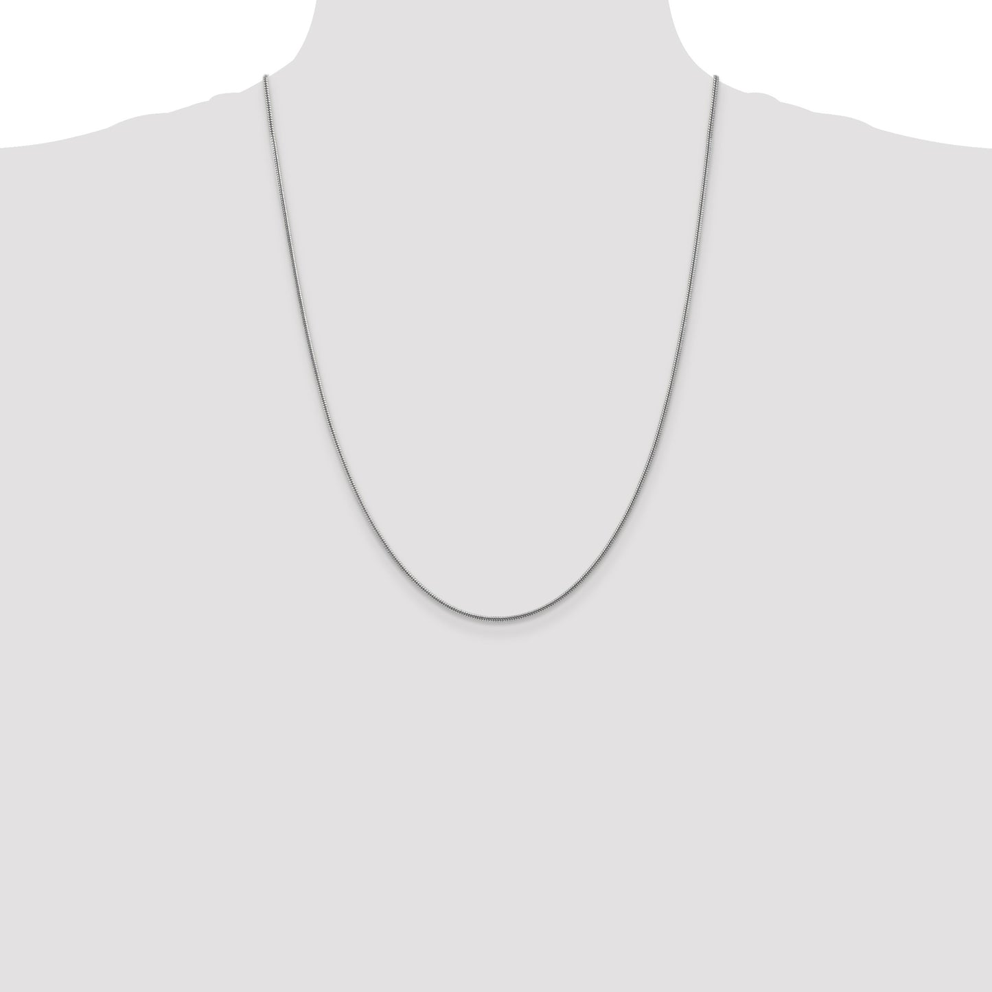 14K White Gold 24 inch 1.6mm Round Snake Lobster Clasp Chain