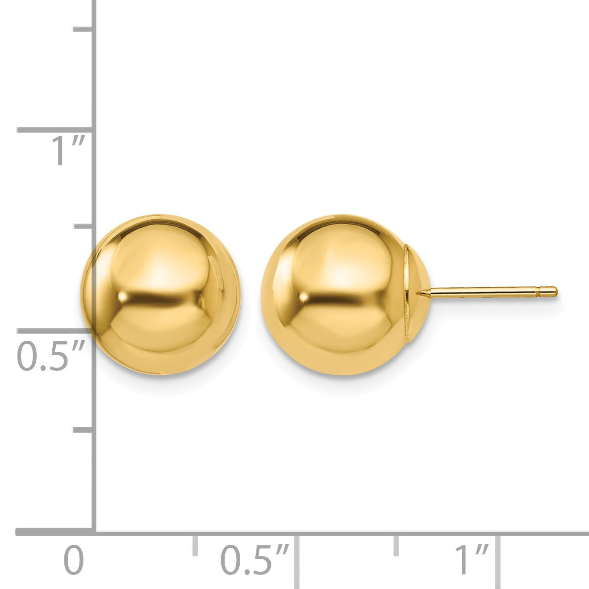 14k 10mm Polished Puffed Ball Post Earrings