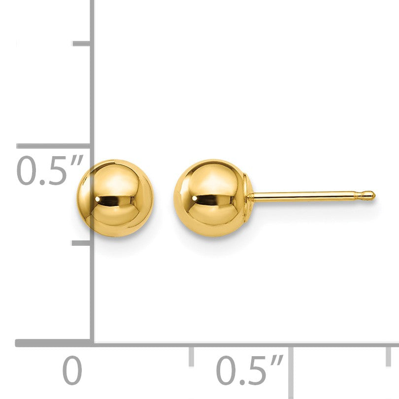 14k 5mm Polished Puffed Ball Post Earrings
