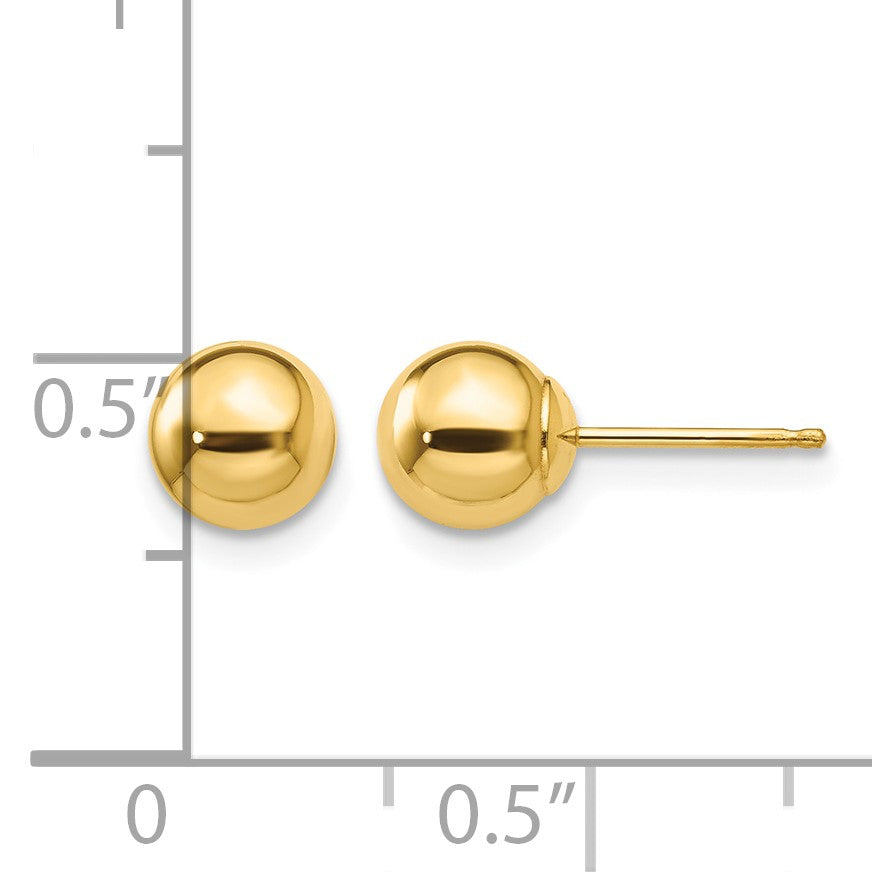 14k 6mm Polished Puffed Ball Post Earrings