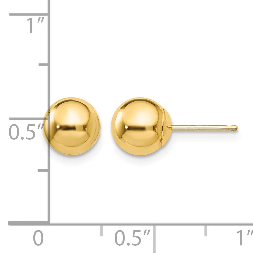 14k 7mm Polished Puffed Ball Post Earrings