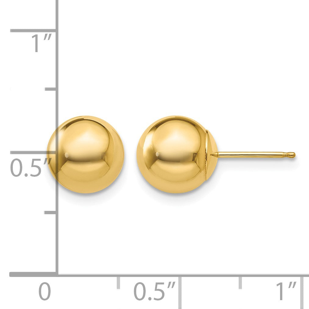14k 8mm Polished Puffed Ball Post Earrings