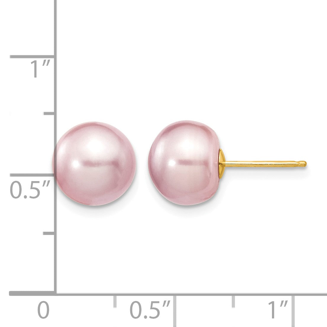 14k 9-10mm Purple Button Freshwater Cultured Pearl Stud Post Earrings
