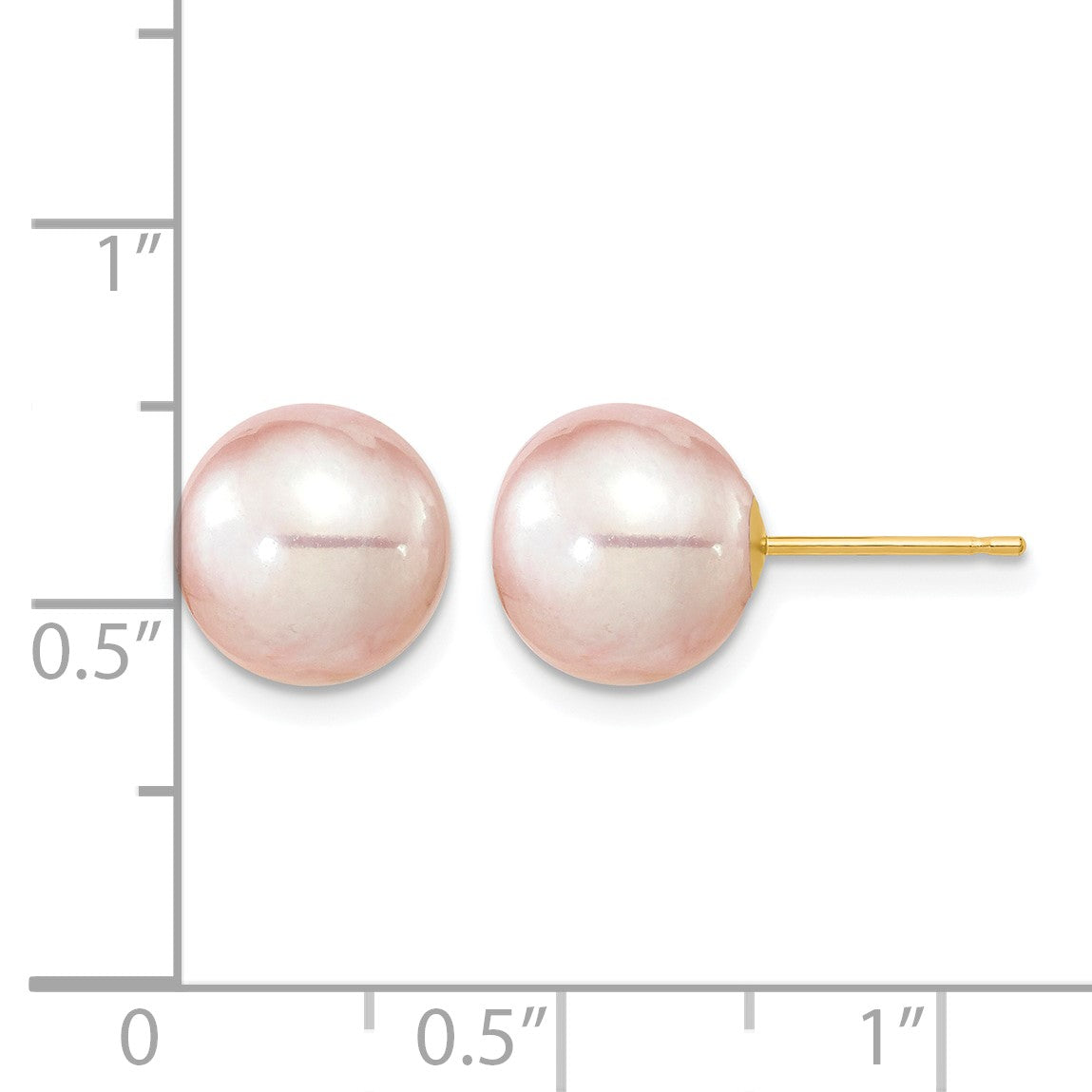 14k 9-10mm Purple Round Freshwater Cultured Pearl Stud Post Earrings