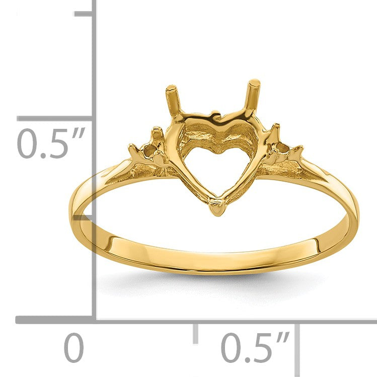 14k Polished Holds 7mm Heart Gemstone Ring Mounting