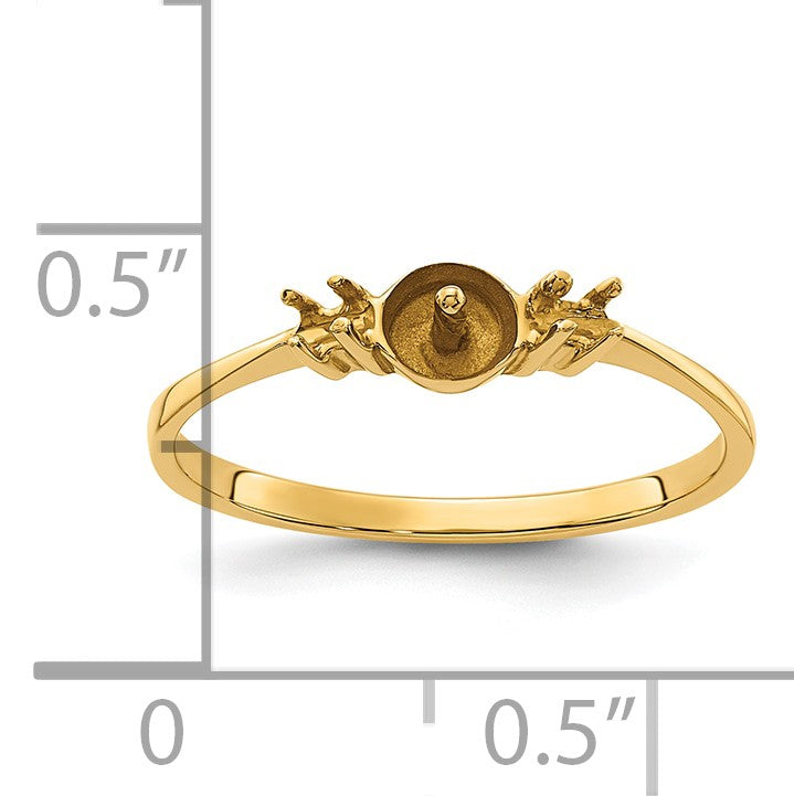 14k Holds 5mm Pearl and 2-2.1mm Stones Ring Mounting