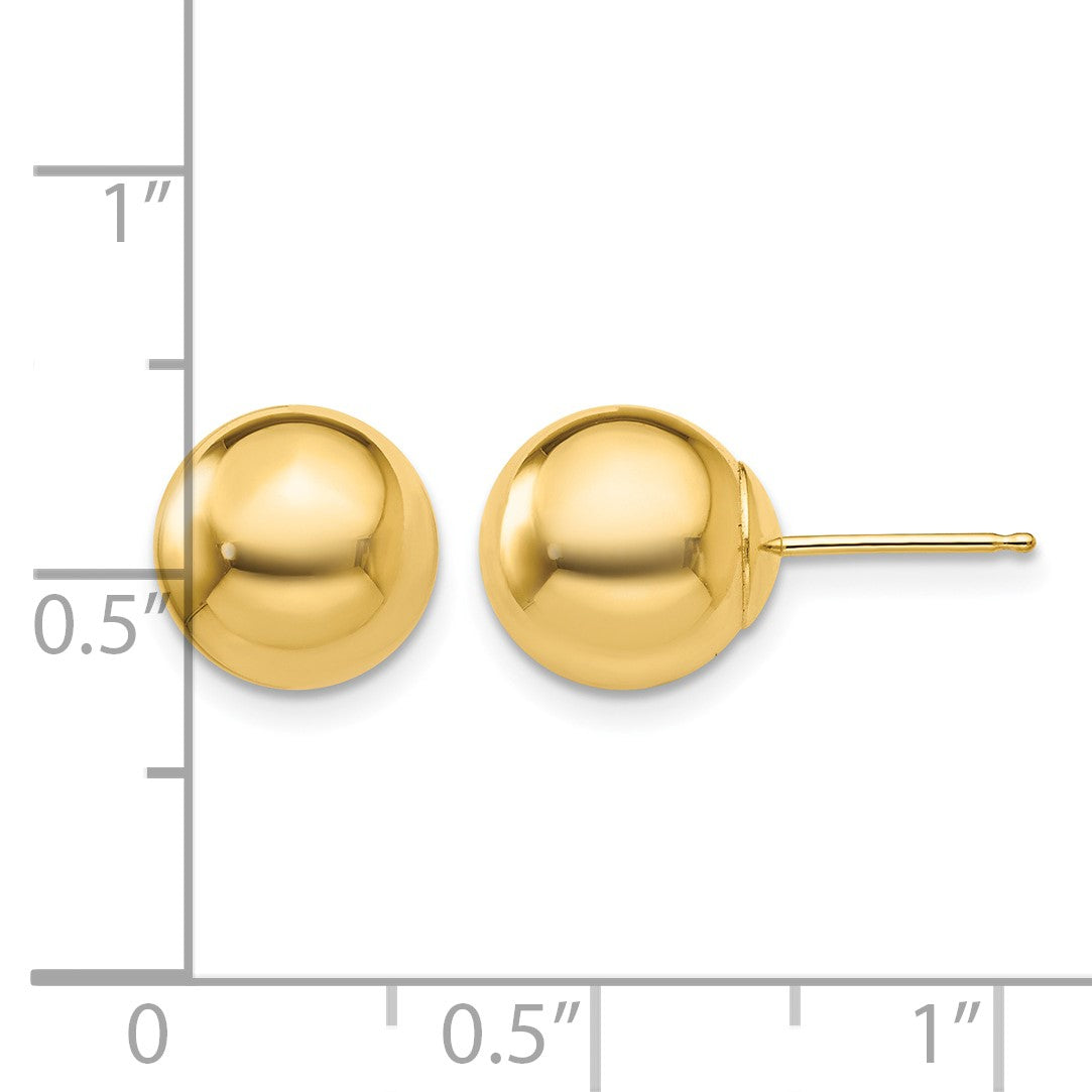 14k 9mm Polished Puffed Ball Post Earrings