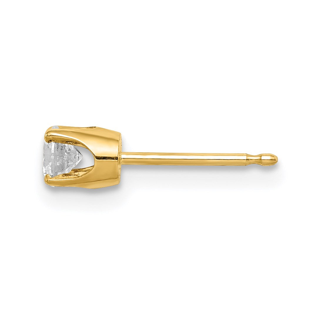 14k 1/5 carat Single Stud AA Diamond Earring