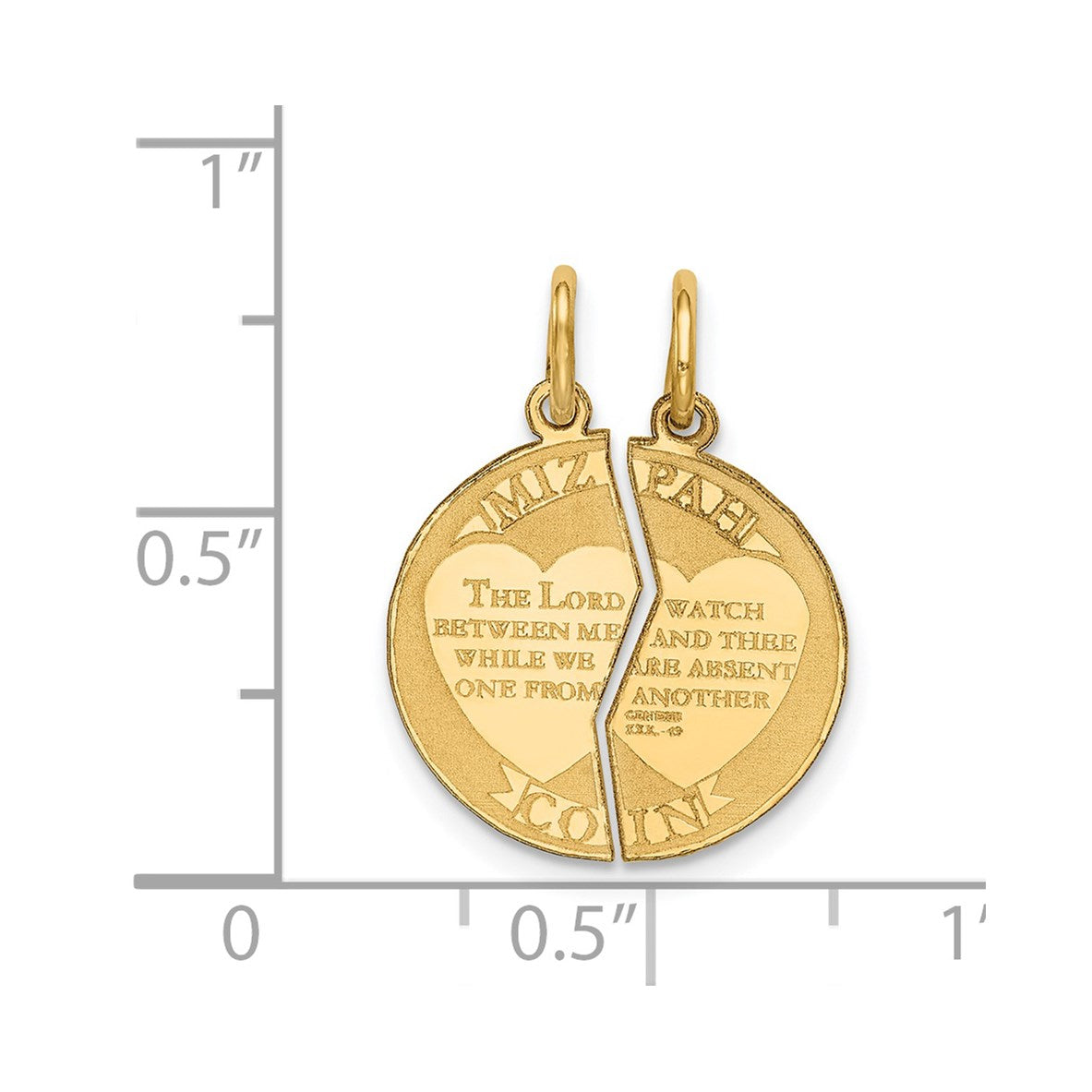 14K MIZPAH COIN 2-piece Round Charm