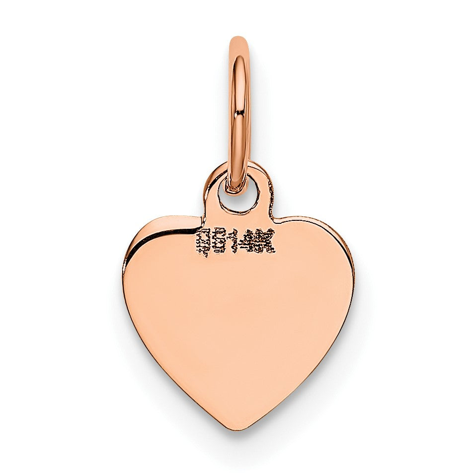 14K Rose Gold Polished Engravable 9mm Heart Disc Pendant