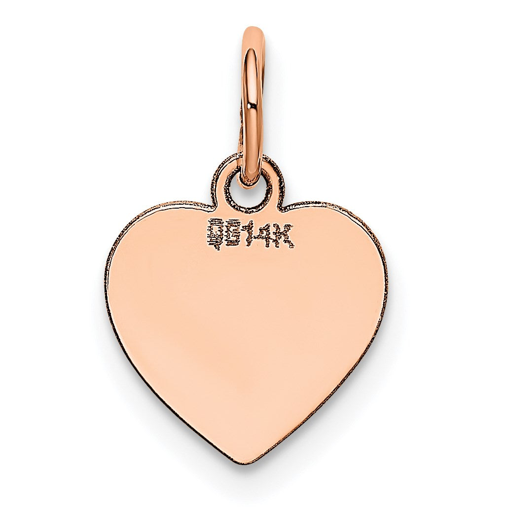 14K Rose Gold Polished Engravable 10mm Heart Disc Pendant