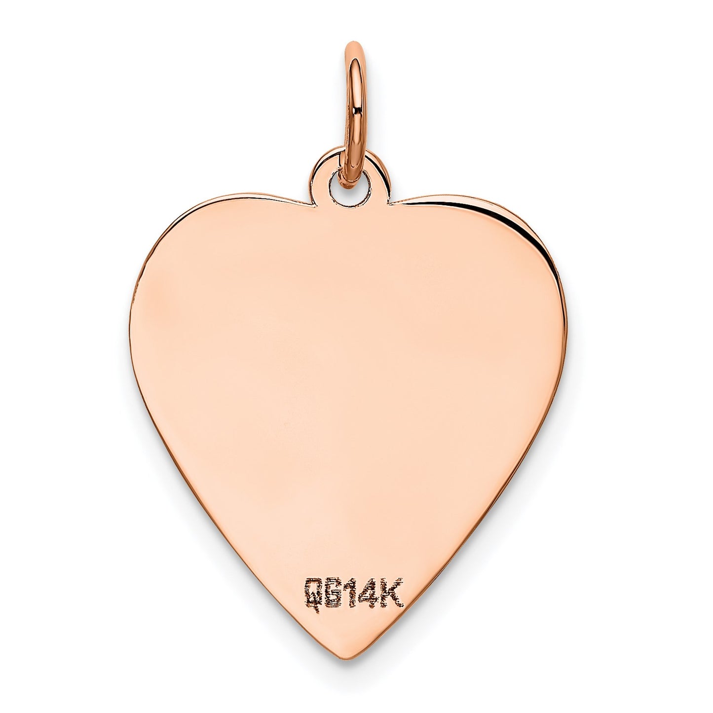 14K Rose Gold Polished Engravable 18mm Heart Disc Pendant