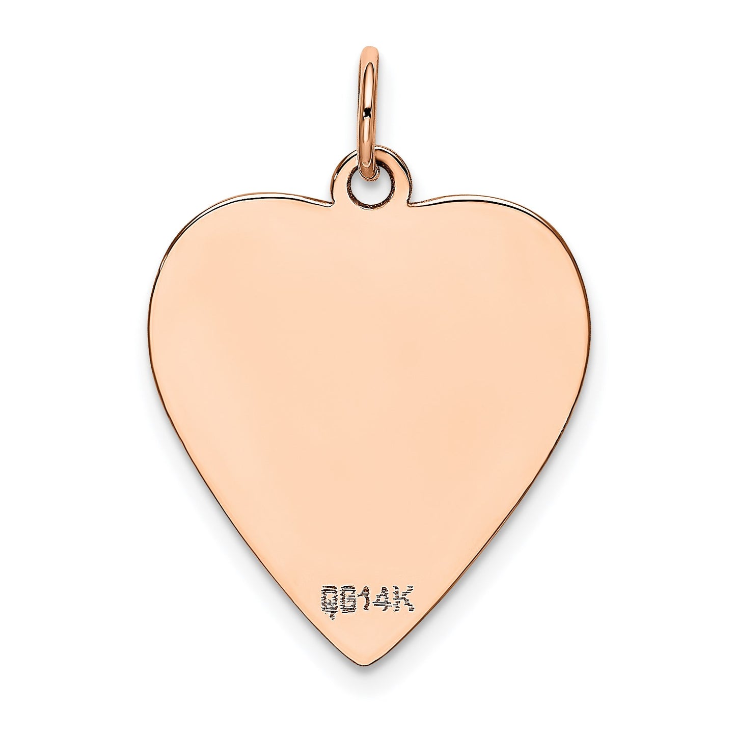 14K Rose Gold Polished Engravable 19mm Heart Disc Pendant